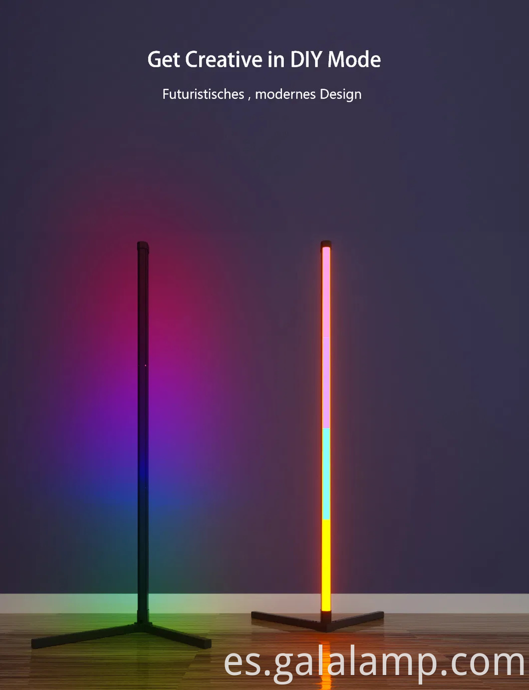 RGB Lámpara de pie inteligente colorida con bluetooth y control wifi
